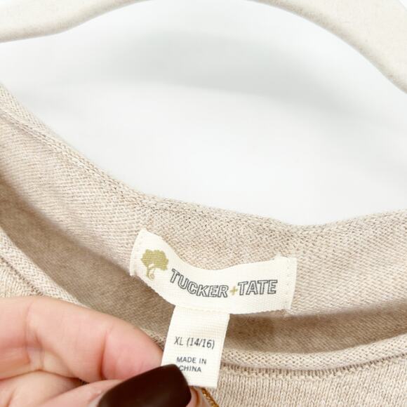 Tucker + Tate Girls Fall Preppy Eyeglasses Print Cashmere Blend‎ Sweater Size XL - Picture 2 of 6